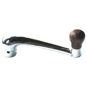 Chromed window crank with wooden knob