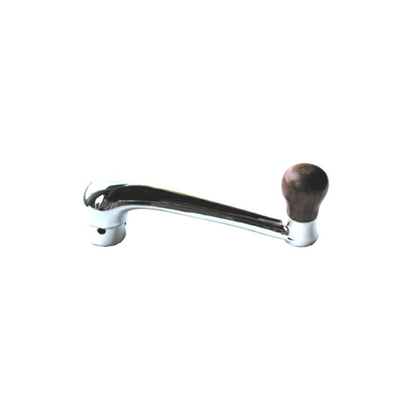 Chromed window crank with wooden knob