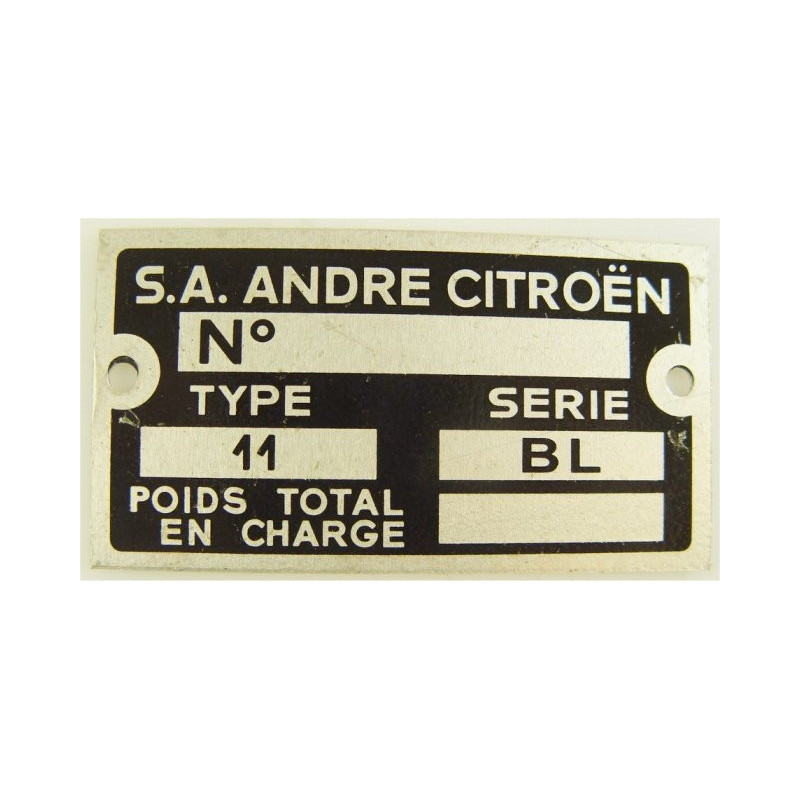 Blank plate for chassis number