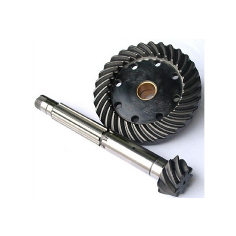 Bevel gear + crown gear, gear ratio 9:31