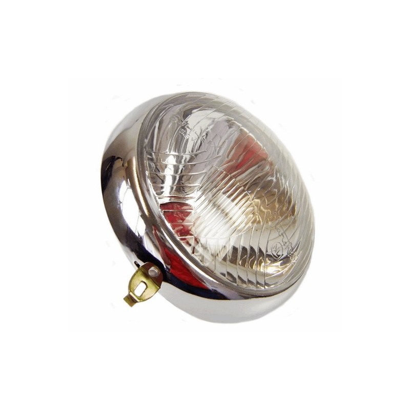 Optica de faro Marchal 391 con embellecedor cromado