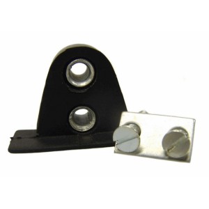 Rubber buffer on door with fixing plate